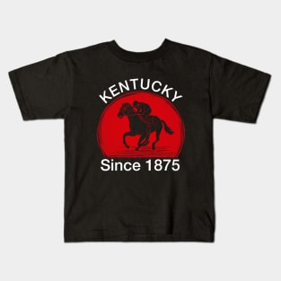 Kentucky Since 1875 Derby Day Tee, Funny Derby Suit Kentucky Jockey Silhouette Design Kids T-Shirt